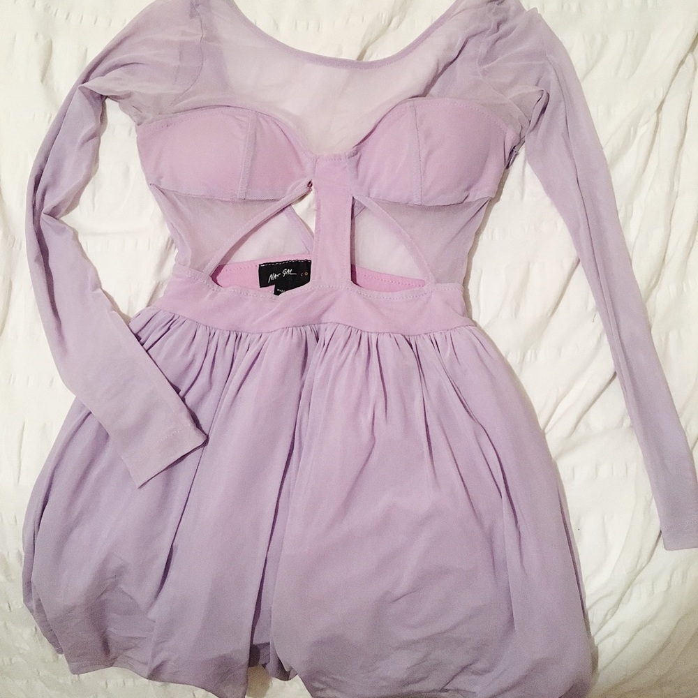 Nasty Gal Lavender Mesh Cut Out Dress (Size XS)